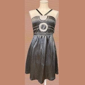 BCBGIRLS NEW silver wrinkly satin party dress in juniors size small
